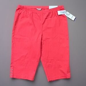 Catherines Capri Sz 1X 18/20W Pink Salmon Everyday Fit Stretch Crop Womens NWT